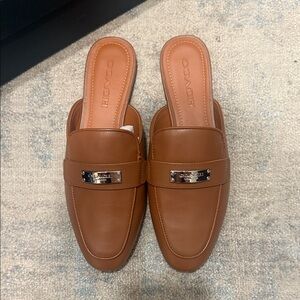 Coach Tan Leather Slip-On Mules